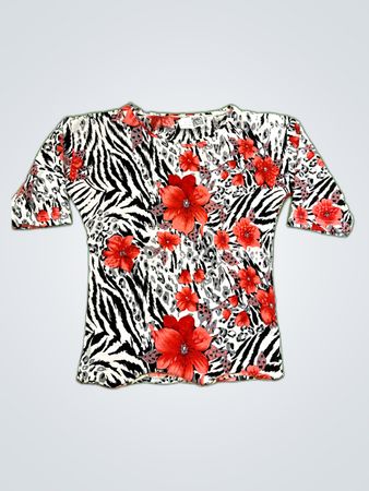 Blouse with Zebra and Floral Pattern