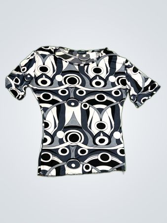 Identitic Geometric Printed Short Sleeve Blouse