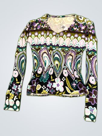 Multicolored Printed Long Sleeve Blouse