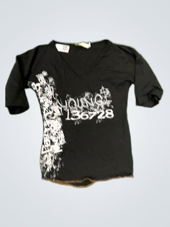 Bexleys Black Printed V-Neck T-Shirt