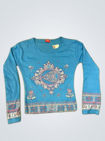 Snap Embroidered Long Sleeve Top