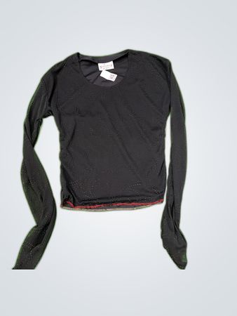 Leona Per Donna Black Sequined Sheer Blouse