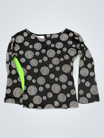 Long Sleeve Black Shirt with White Swirls
