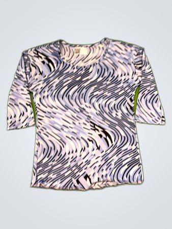Blouse with Black and Blue Swirl Pattern