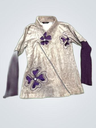 Futuro Beige Velvet Wrap Cardigan