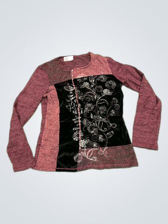Mango Floral Patchwork Long Sleeve Knit Top