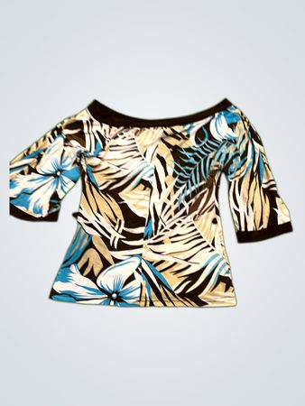 Blouse with Blue and Black Pattern