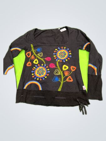 Unbranded Black Embroidered Long Sleeve Blouse