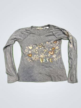 Free for Humanity Long Sleeve Embellished T-Shirt