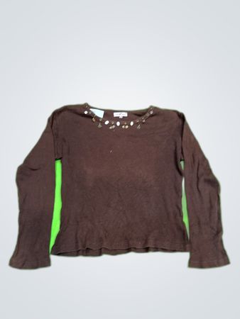 Machin Chose Brown Beaded Knit Sweater