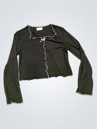 Zara Black Ruffle Long Sleeve Blouse