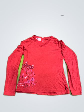 Long Sleeve Red Shirt with Floral Design