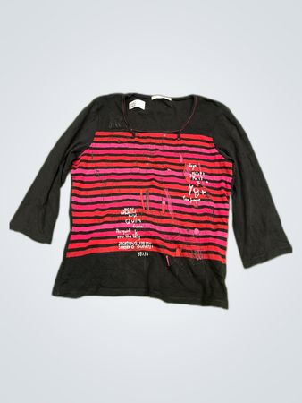 Armand Thierry Striped Graphic Long Sleeve Top