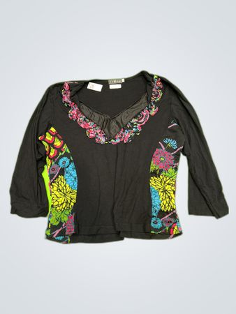 Vango Paris Printed Ruffle Blouse