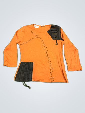 Scottage Orange Long Sleeve Knit Top