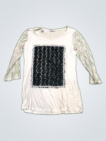Cache Cache Lace Sleeve Printed Blouse