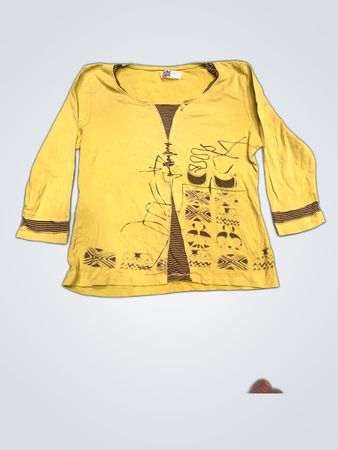 Retro Tribe Printed Long-Sleeve Blouse