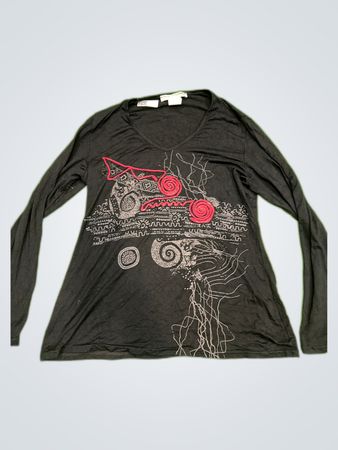 L'Inconditionnel Paris Black Graphic Long Sleeve Top