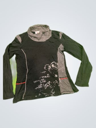 Maffinites Armand Thiebry Black Printed Turtleneck Top