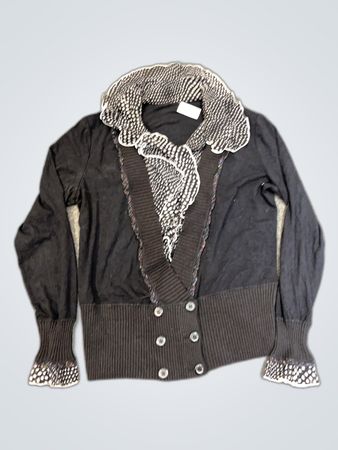 Zara Black Ruffled Knit Cardigan