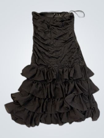 JennyFer Black Ruffled Strapless Mini Dress