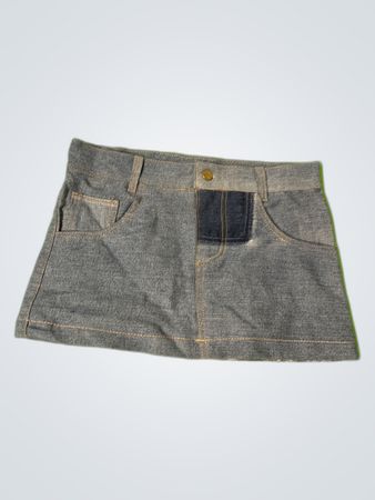 Denim Skirt with Camouflage Patch