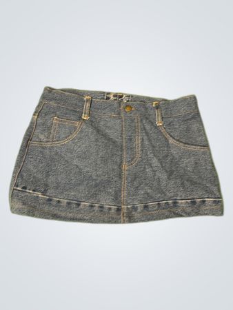 Unbranded Denim Mini Skirt with Camo Patches