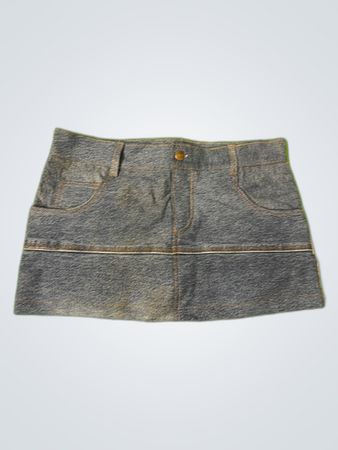Denim Skirt with Camouflage Detail