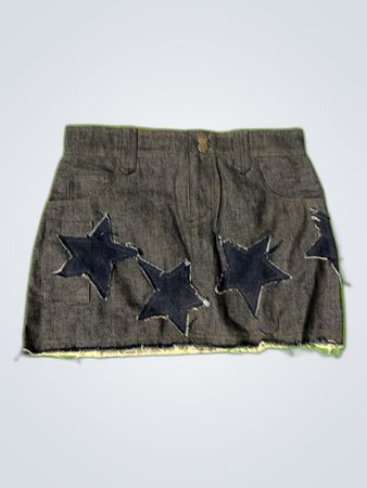 Unbranded Denim Mini Skirt with Star Patches