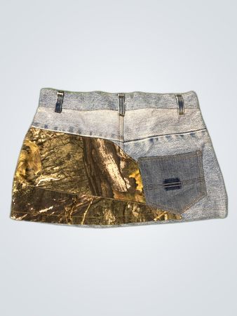 Unbranded Denim Mini Skirt with Camo Patches