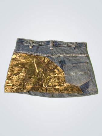 Unbranded Denim Mini Skirt with Camo Patches