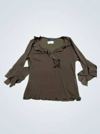 Urban Outfitters Brown Ruffle Blouse