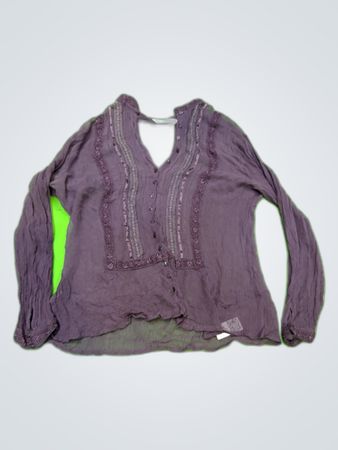 Purple Embroidered Long Sleeve Blouse