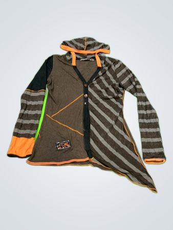 Brown and Gray Striped Hoodie