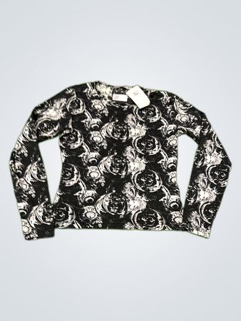 s.Oliver Black and White Printed Long Sleeve Knit Top