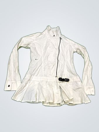 Unbranded White Zip-Up Peplum Blouse