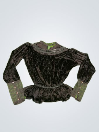 Caroll Black Velvet Ruffle Blouse