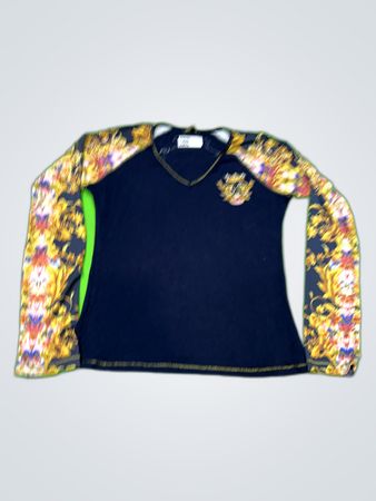 Esqueen Printed V-Neck Long-Sleeve Blouse