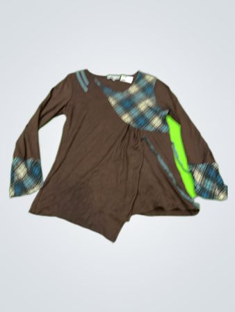 Nothing Else Brown Plaid Long Sleeve Blouse