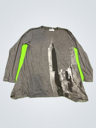 Gray Long-Sleeve Graphic Print T-Shirt