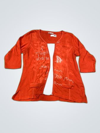 Bagora Embroidered Red Cardigan