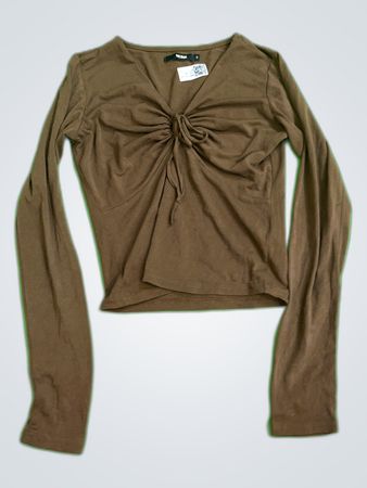 Bik Bok Brown Long Sleeve Twist Blouse