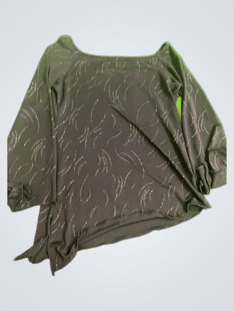 Gray Long-Sleeve Shirt with Silver Pattern