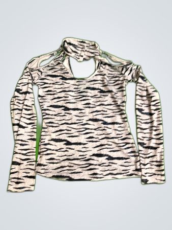 In Style Zebra Print Cold Shoulder Blouse