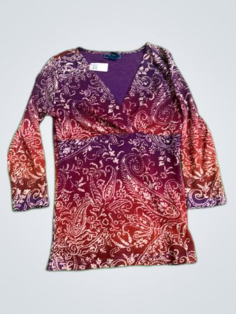 Chaps Printed Wrap Blouse