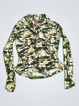 EDC by Esprit Camo Long Sleeve Polo Shirt