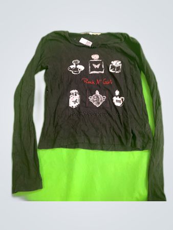 Rock & Republic Black Long Sleeve Graphic T-Shirt