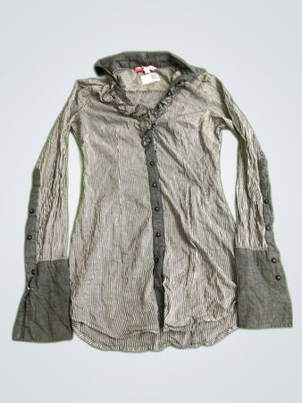 Gray Striped Long-Sleeve Shirt