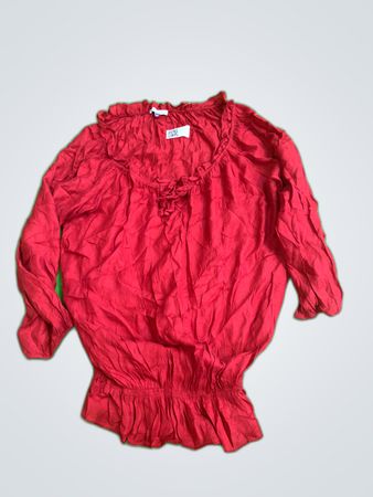 Trice Beal Red Ruffle Blouse