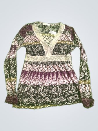 Zara Printed Long Sleeve Blouse